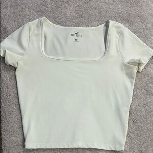 Hollister Women's Cream Square Neck Crop Top